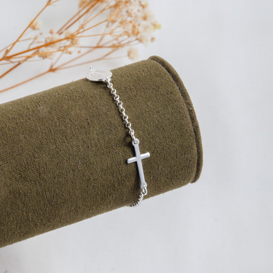 Pulsera con Medalla y Cruz niña