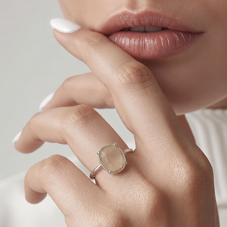 Anillo Artemisa con Cuarzo limón silver