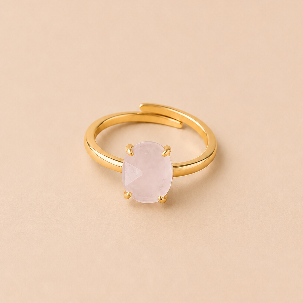 Anillo Artemisa con Cuarzo rosa silver