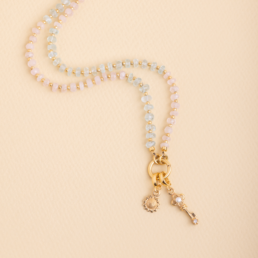 Collar Rachel Aguamarina y cuarzo