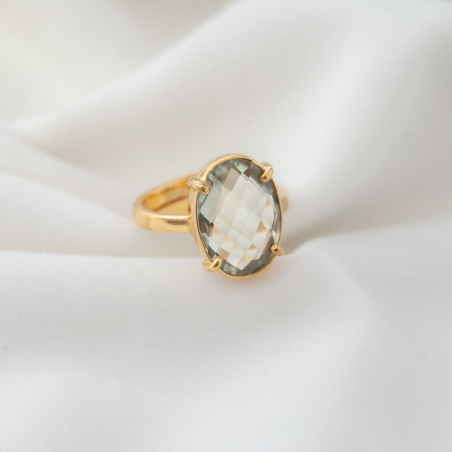 Anillo Artemisa  Prasiolita regulable