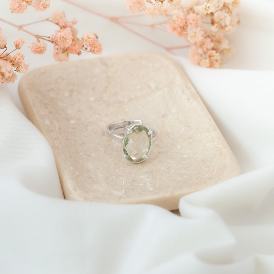 Anillo Artemisa  Prasiolita regulable