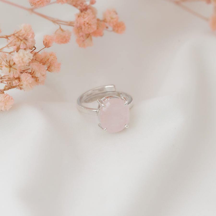 Anillo Anastasia Cuarzo rosa regulable