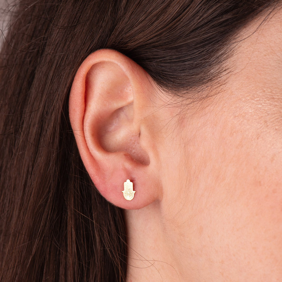 Aretes Mano de Fátima 18k