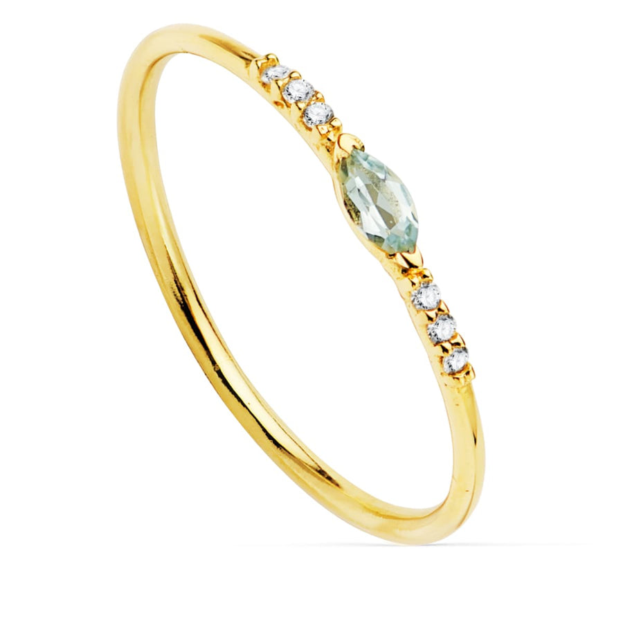 Anillo Marie con Aguamarina marquise y Diamantes