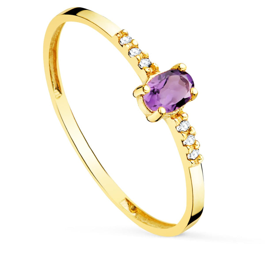 Anillo Marie con Amatista oval y Diamantes