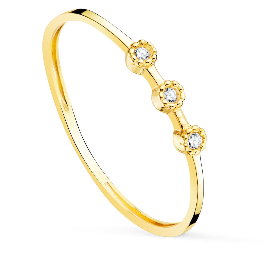 Anillo Mini flores con Diamantes