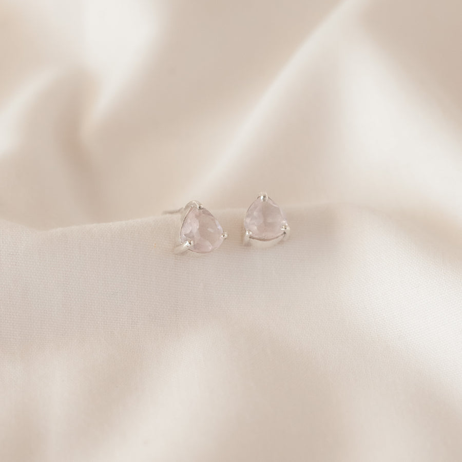 Aretes Letizia Cuarzo rosa silver