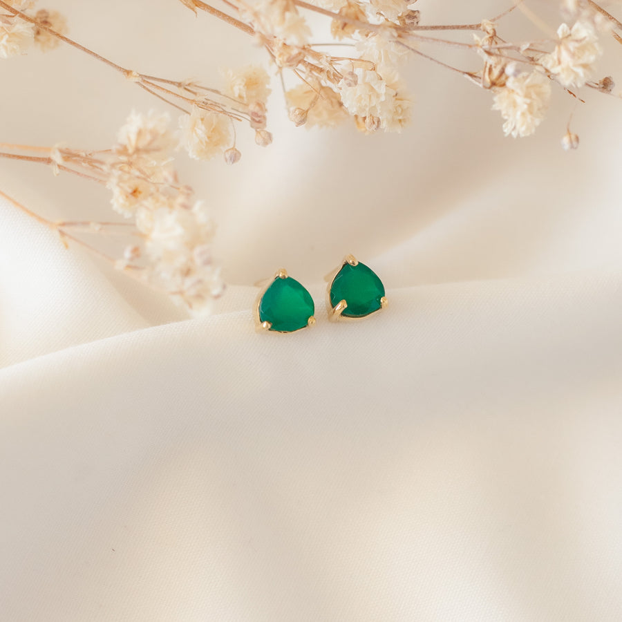 Aretes Letizia Ónix verde gold
