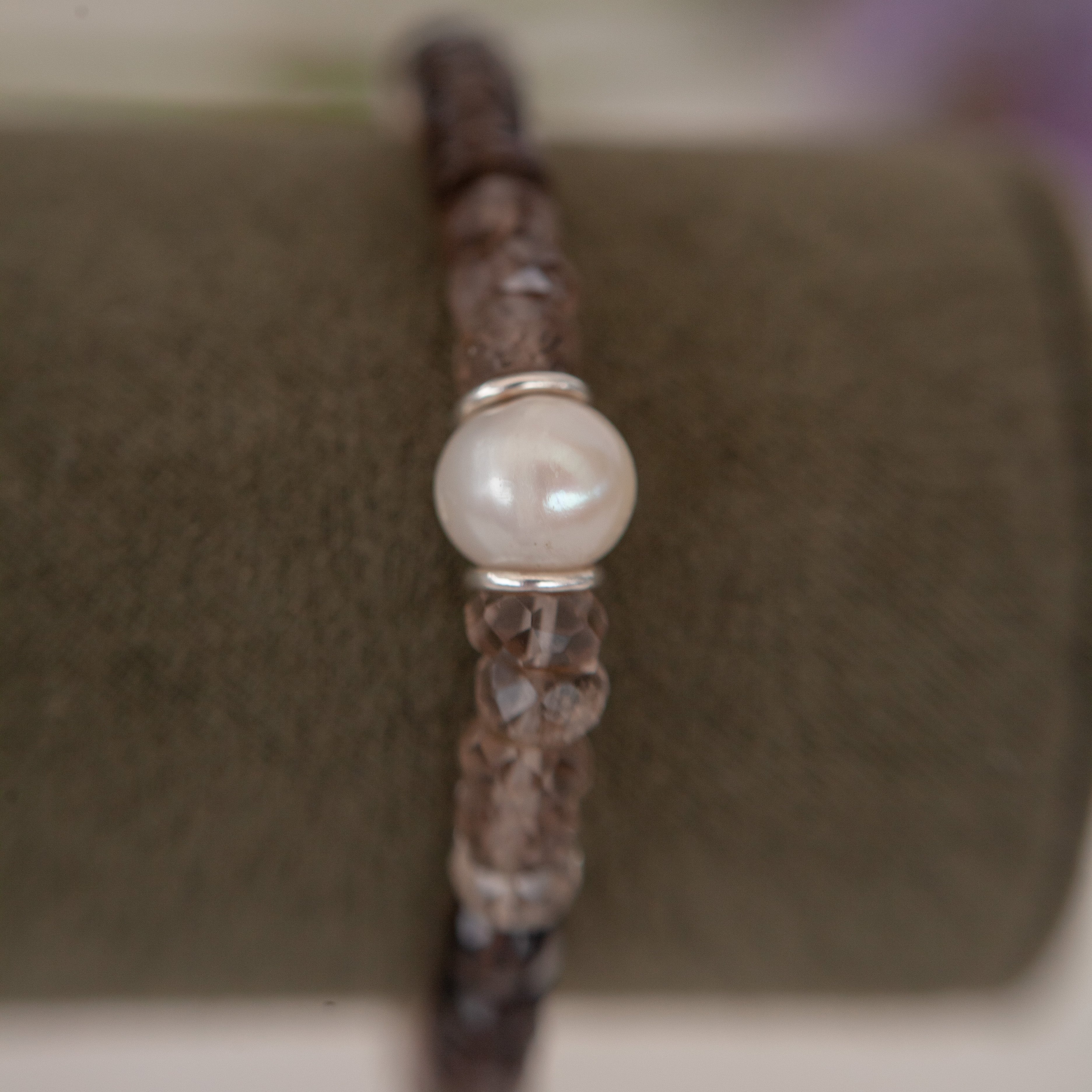 Pulsera Alessia con Cuarzo Ahumado silver