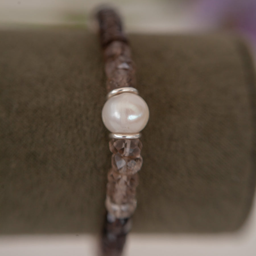 Pulsera Alessia con Cuarzo Ahumado silver