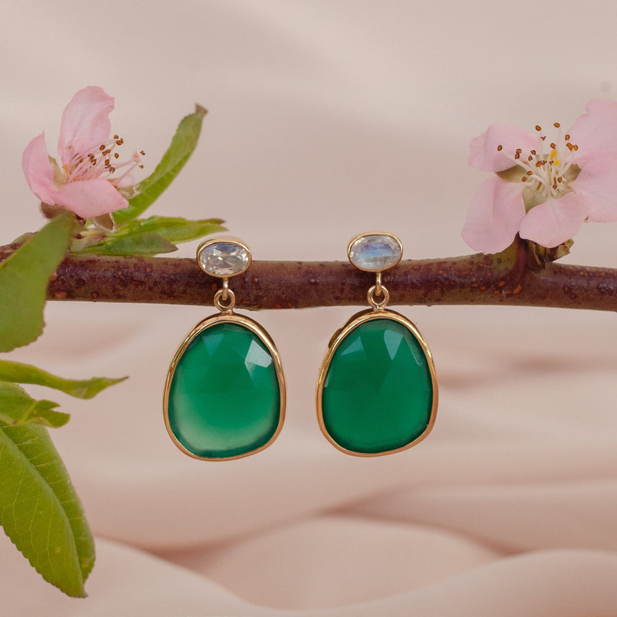 Aretes Ornella Ónix verde gold