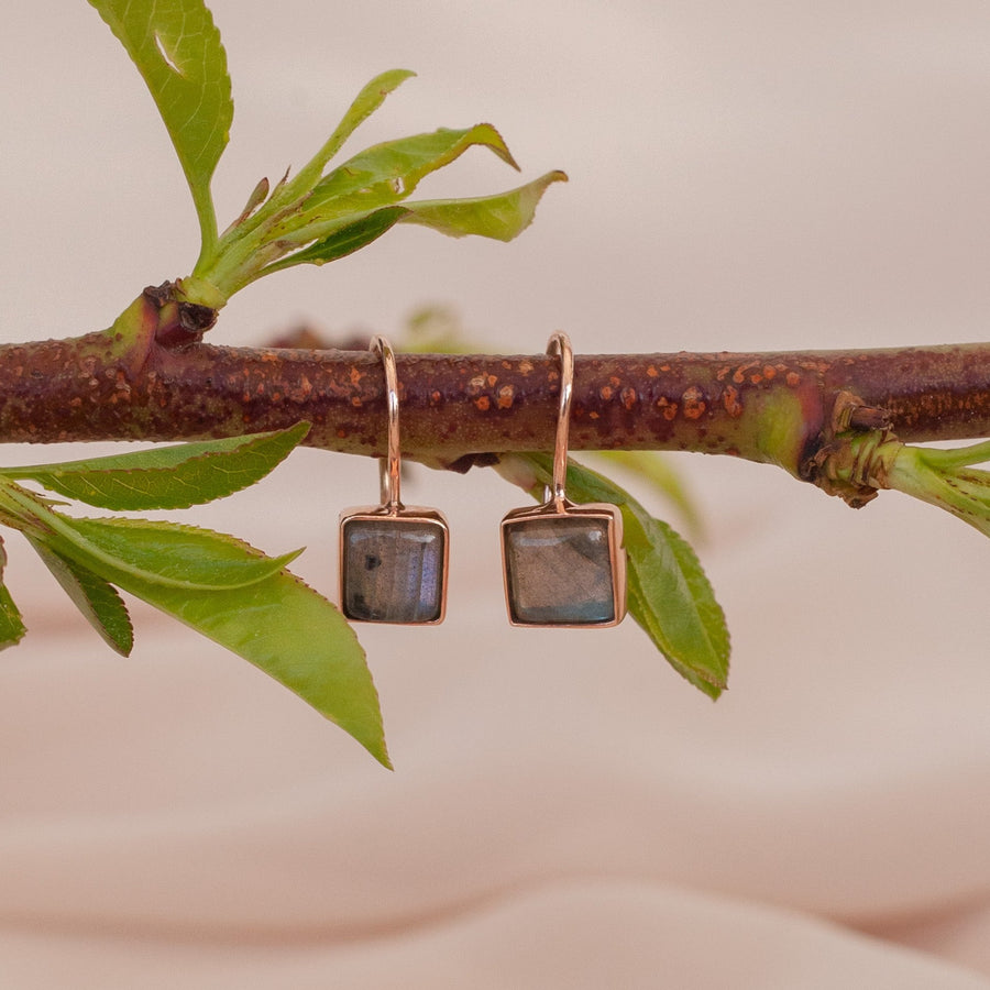 Aretes Regina Labradorita rose gold
