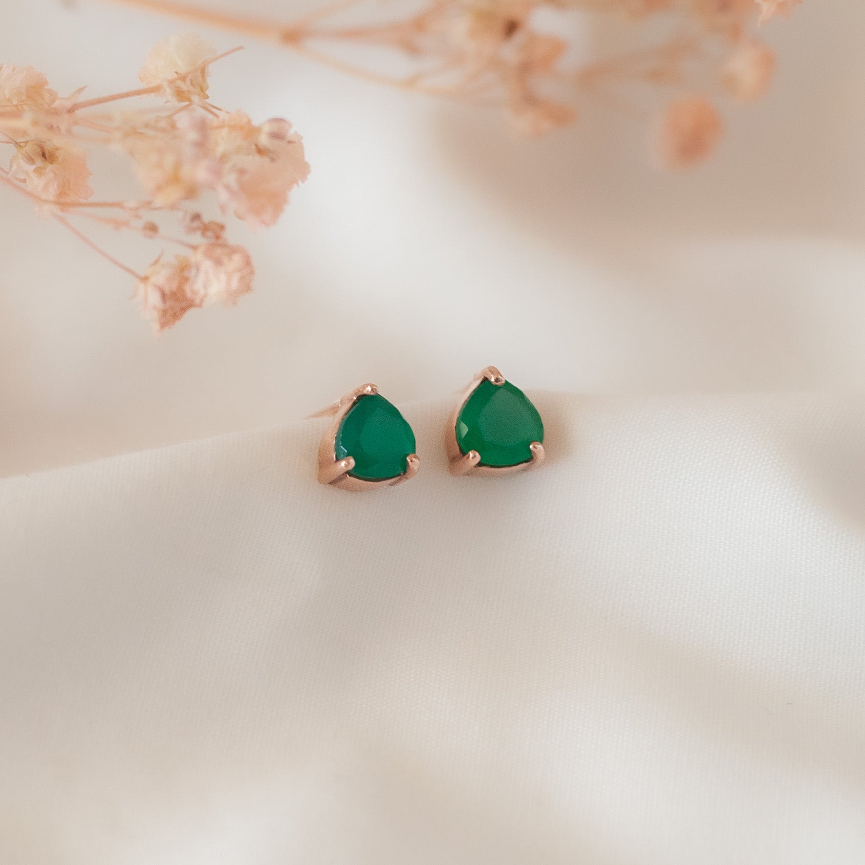 Aretes Letizia Ónix verde rose gold