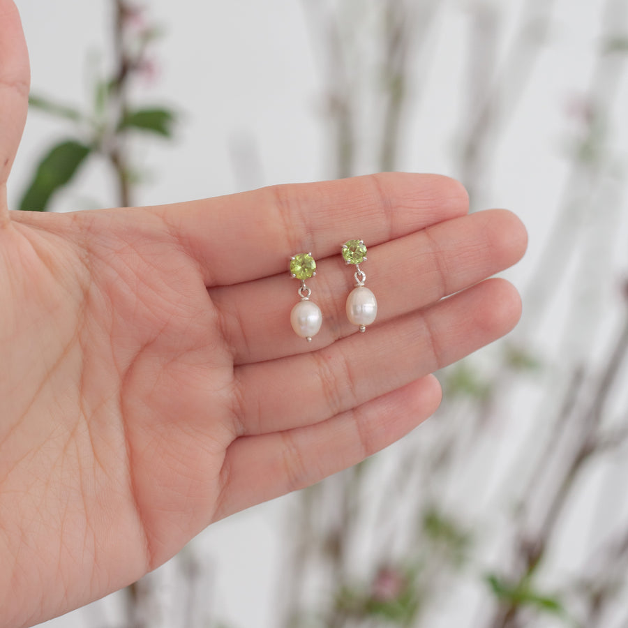 Aretes Giordana Peridoto y Perla silver