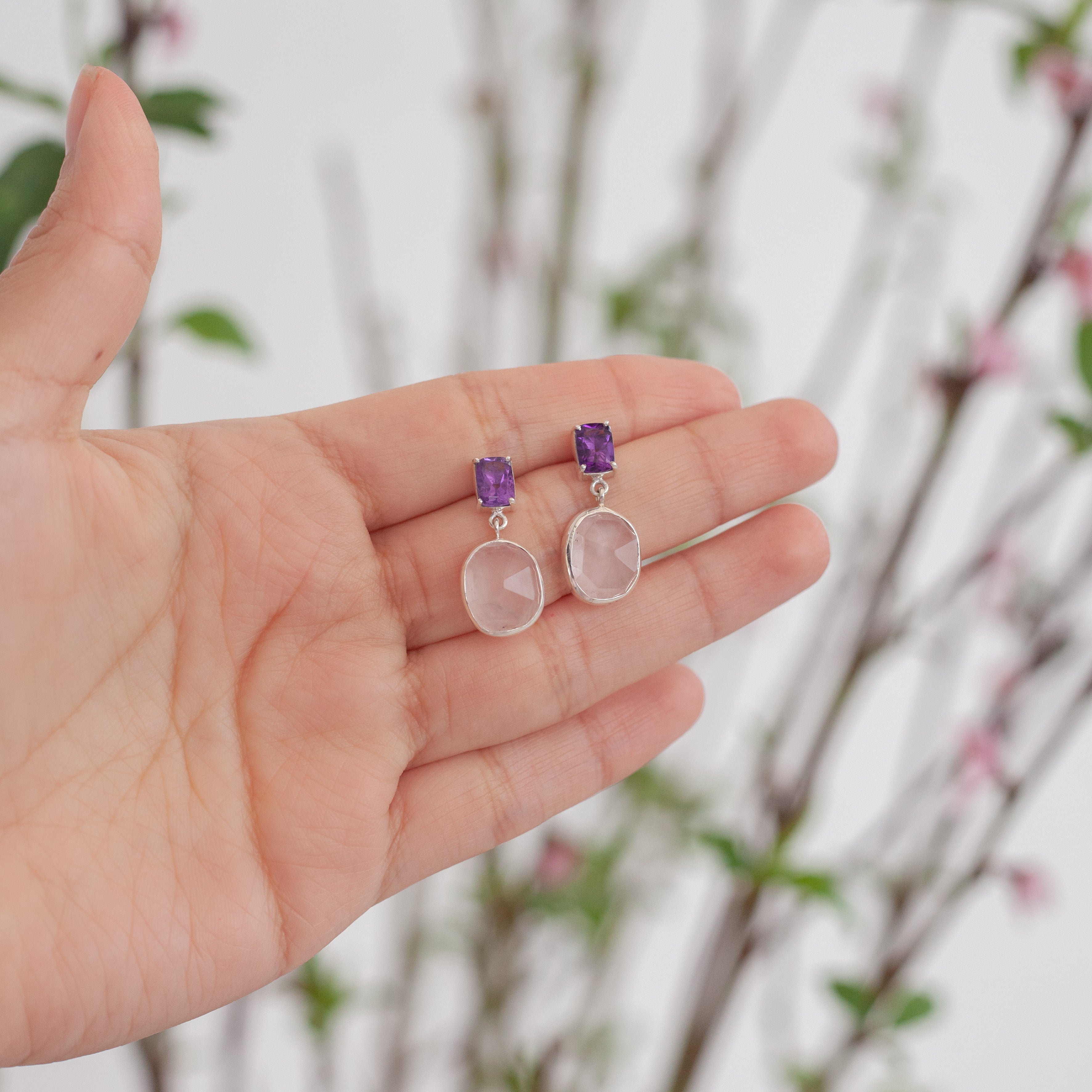 Aretes Antonella con Amatista y Cuarzo Rosa-thumbmail-3
