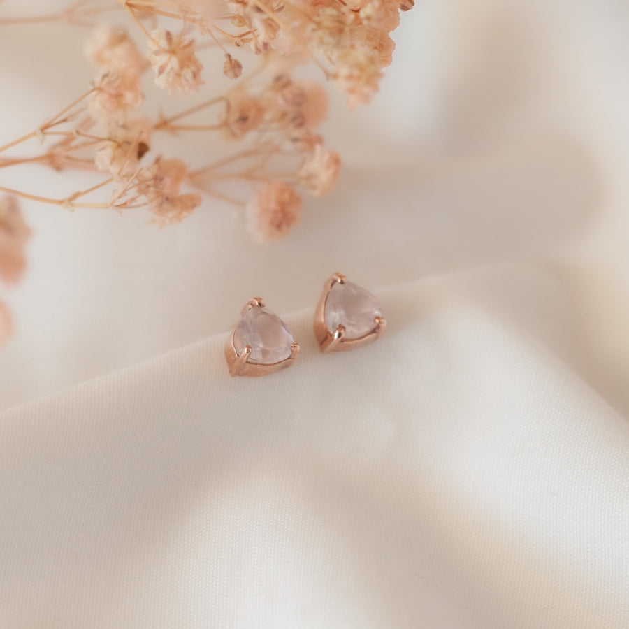 Aretes Letizia Cuarzo rosa rose gold