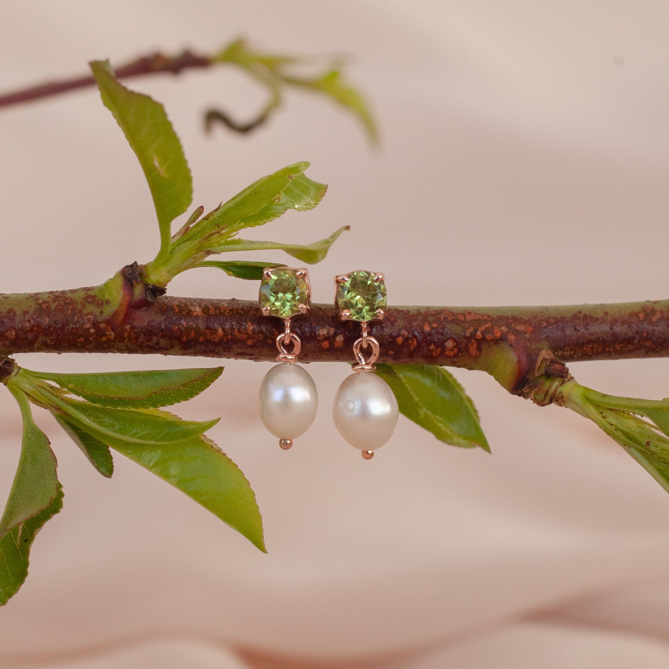 Aretes Giordana Peridoto y Perla rose gold-thumbmail-3
