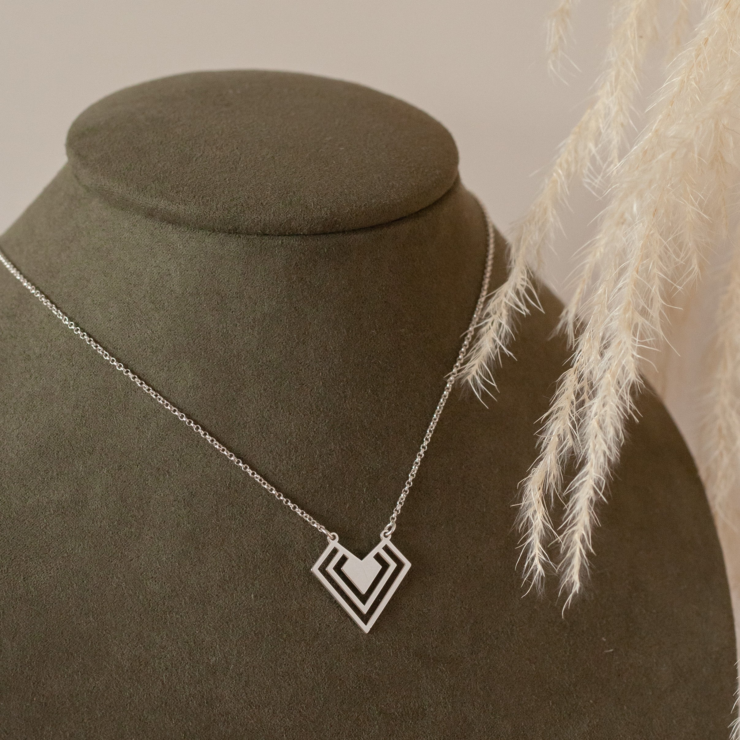 Collar Corazón Geométrico silver