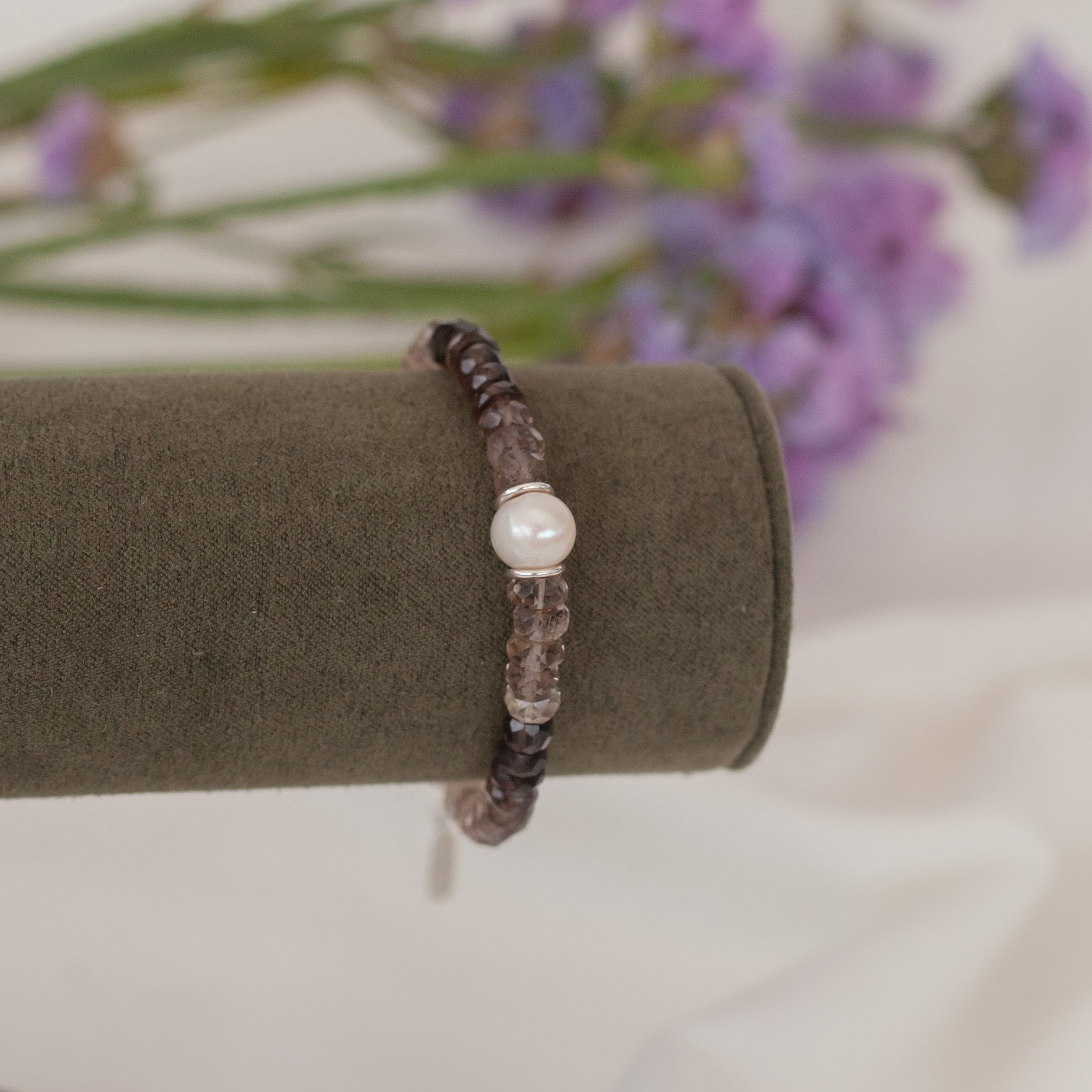 Pulsera Alessia con Cuarzo Ahumado silver