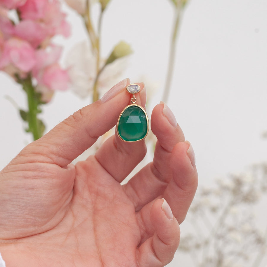 Aretes Ornella Ónix verde silver