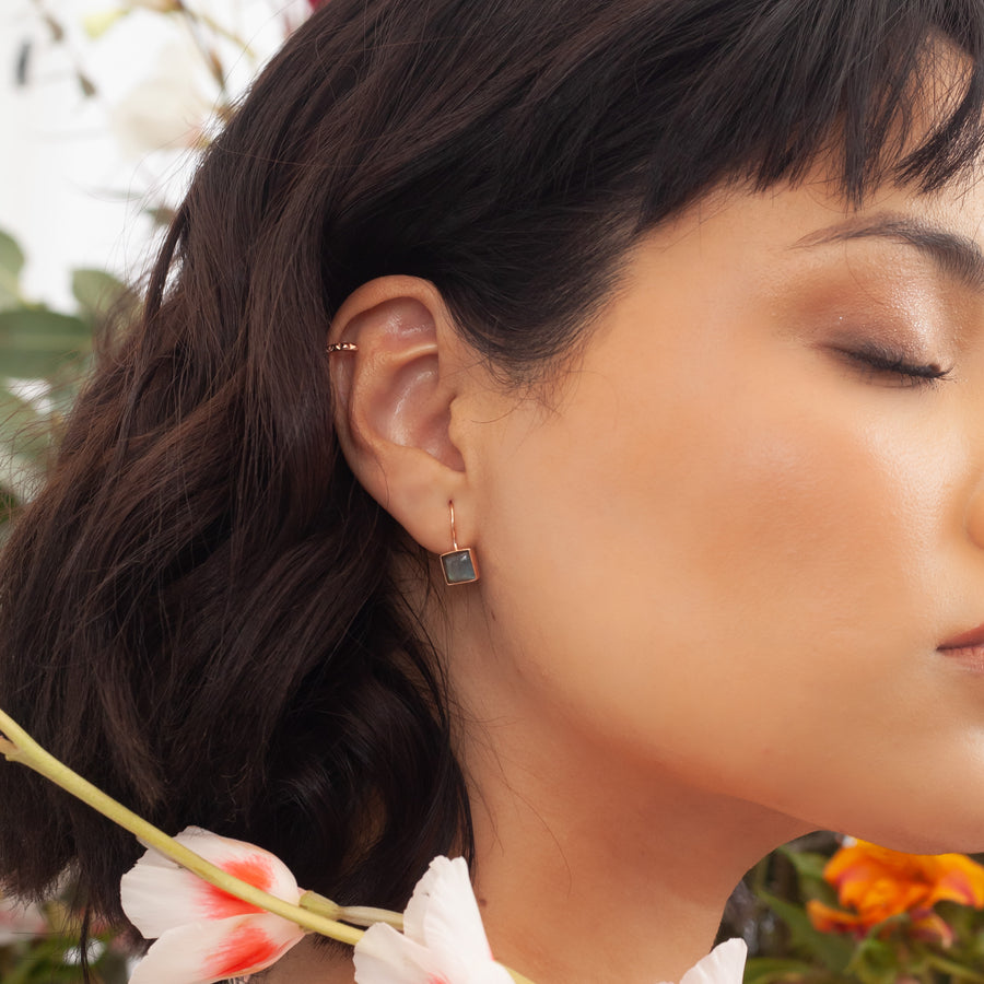Aretes Regina Labradorita rose gold
