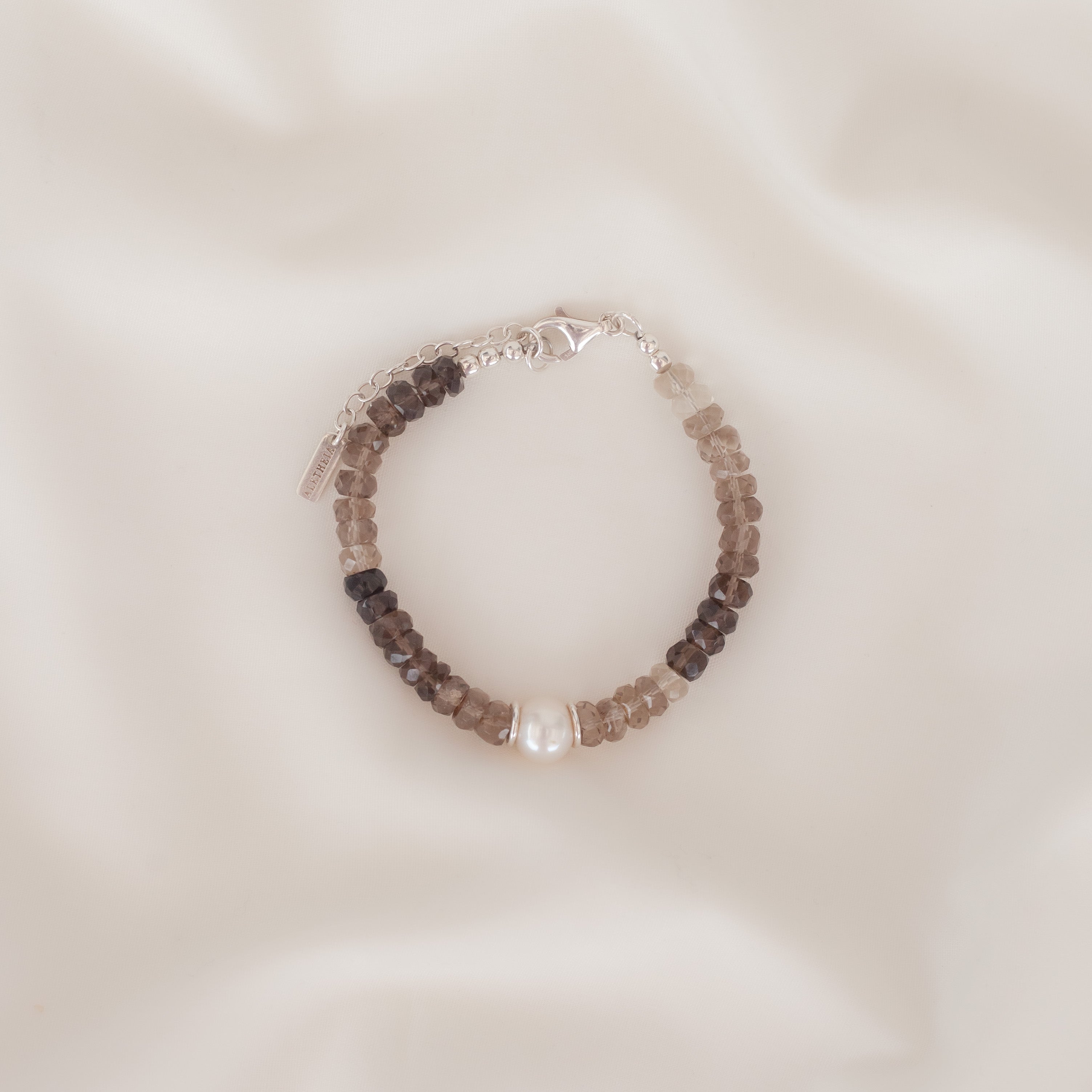 Pulsera Alessia con Cuarzo Ahumado silver