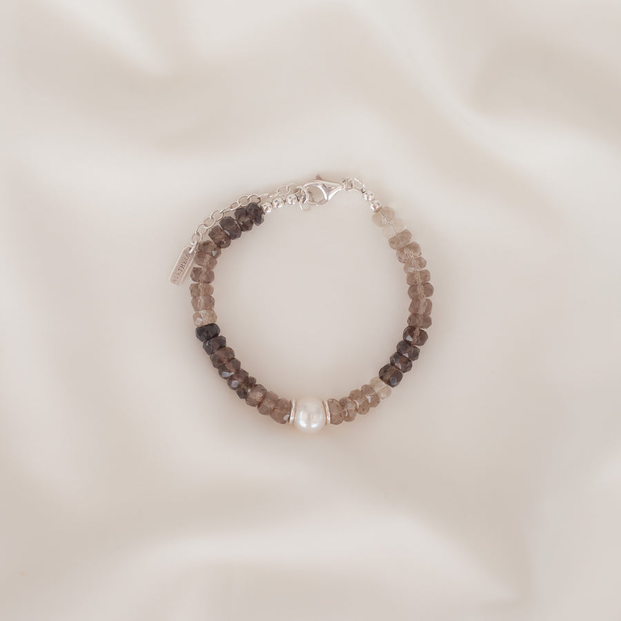 Pulsera Alessia con Cuarzo Ahumado silver