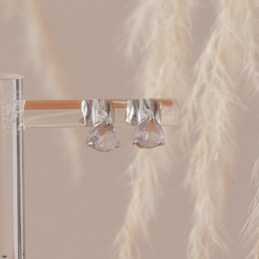 Aretes Letizia Cuarzo rosa silver