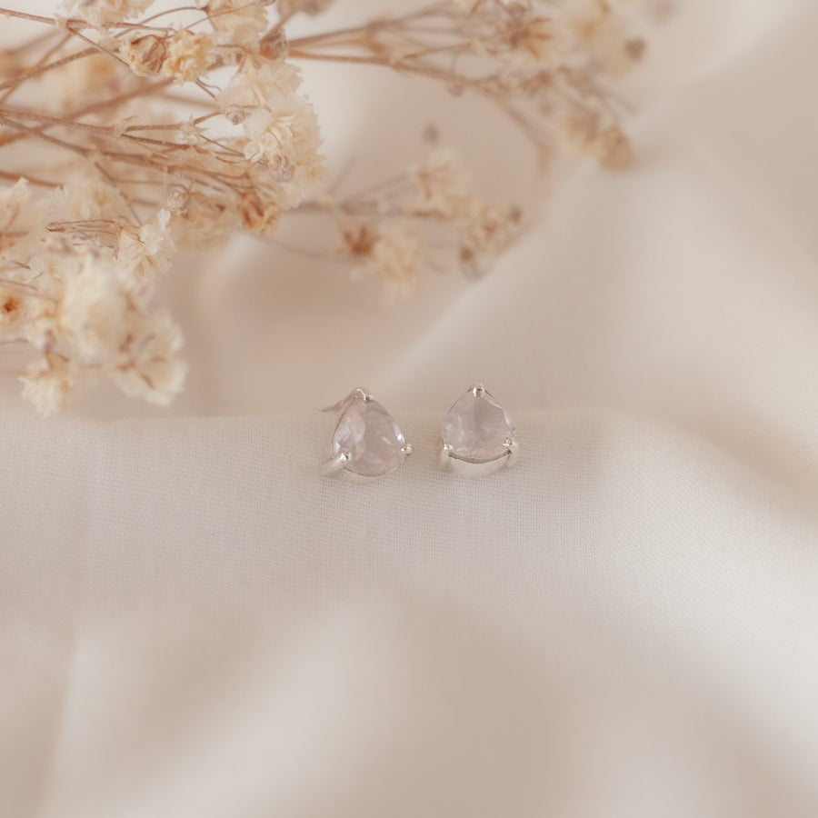 Aretes Letizia Cuarzo rosa silver