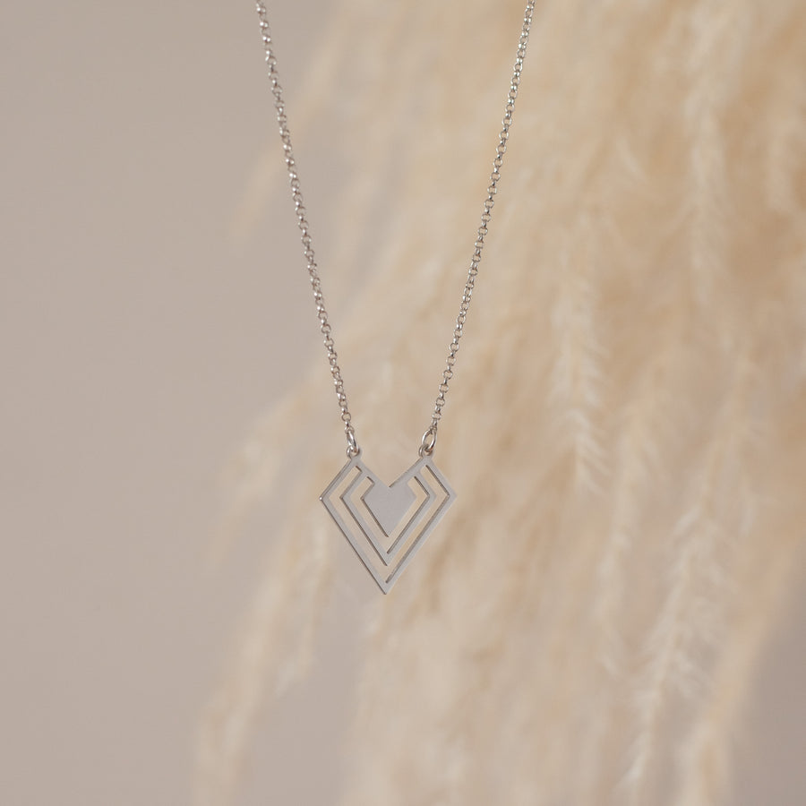 Collar Corazón Geométrico silver