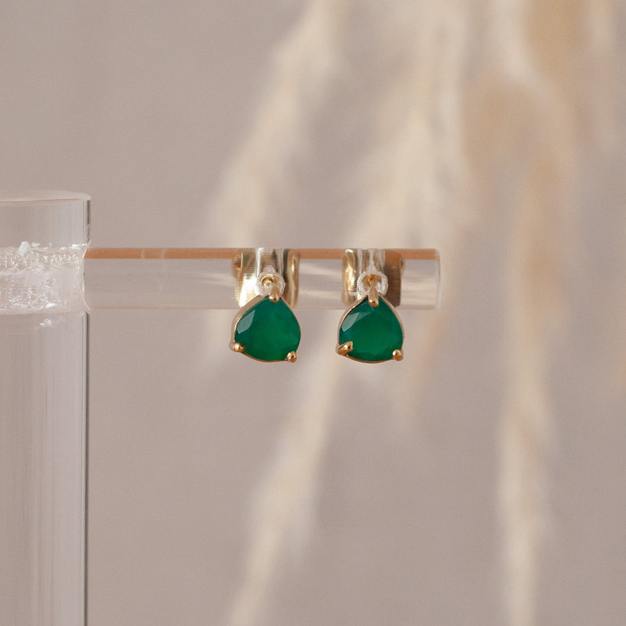 Aretes Letizia Ónix verde gold