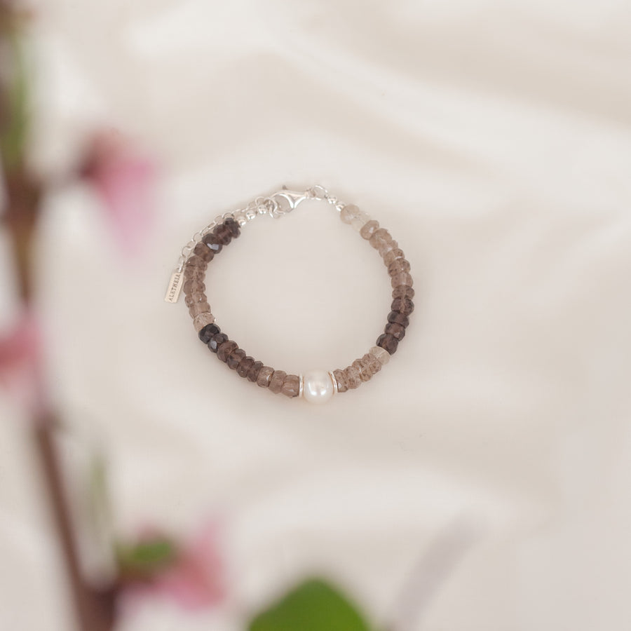 Pulsera Alessia con Cuarzo Ahumado silver