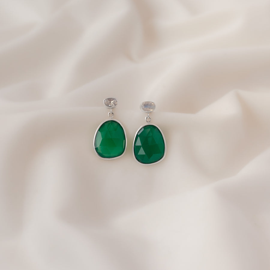 Aretes Ornella Ónix verde silver