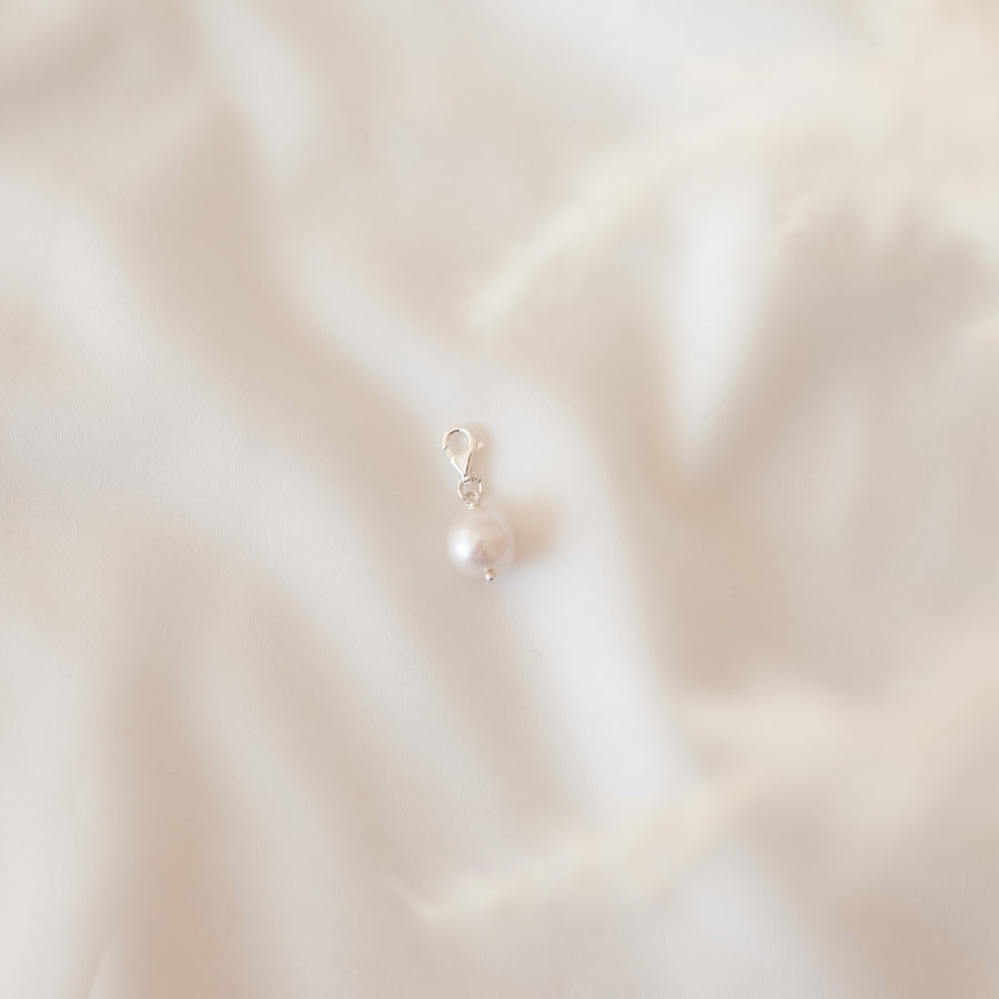 Dije Perla rosa silver
