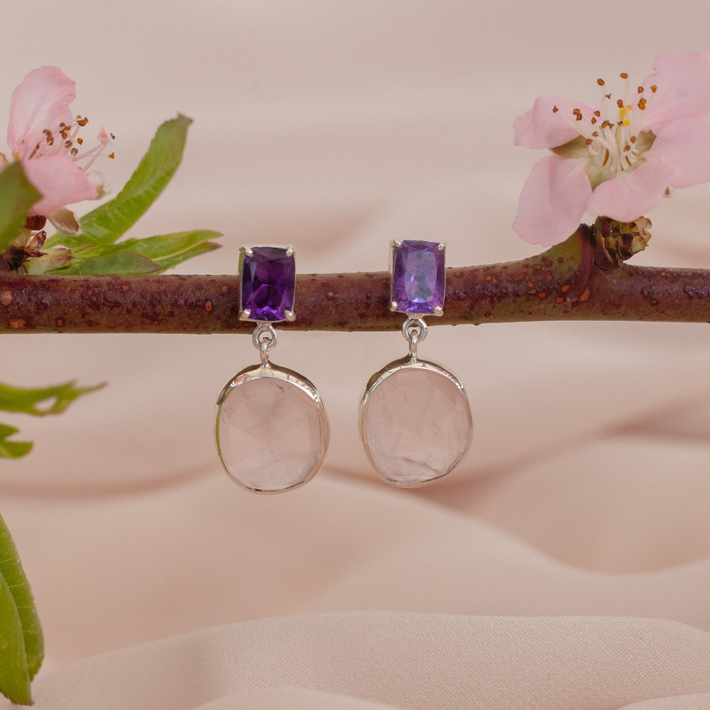 Aretes Antonella con Amatista y Cuarzo Rosa-thumbmail-1