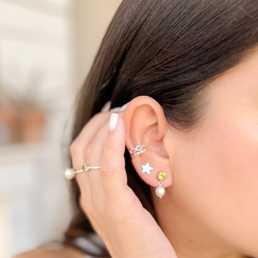 Aretes Giordana Peridoto y Perla silver