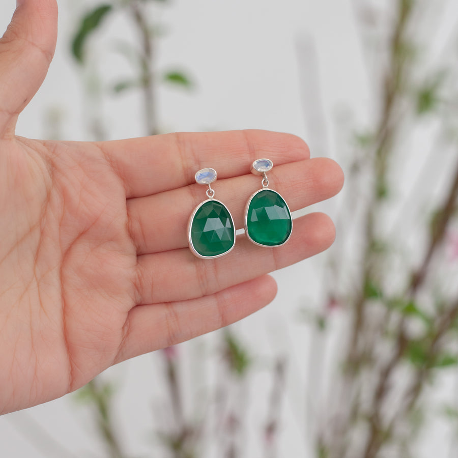 Aretes Ornella Ónix verde silver
