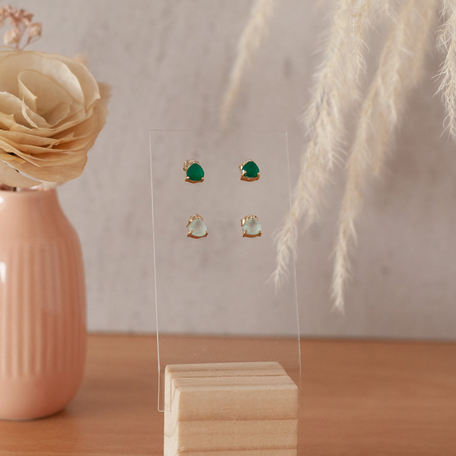 Aretes Letizia Ónix verde gold