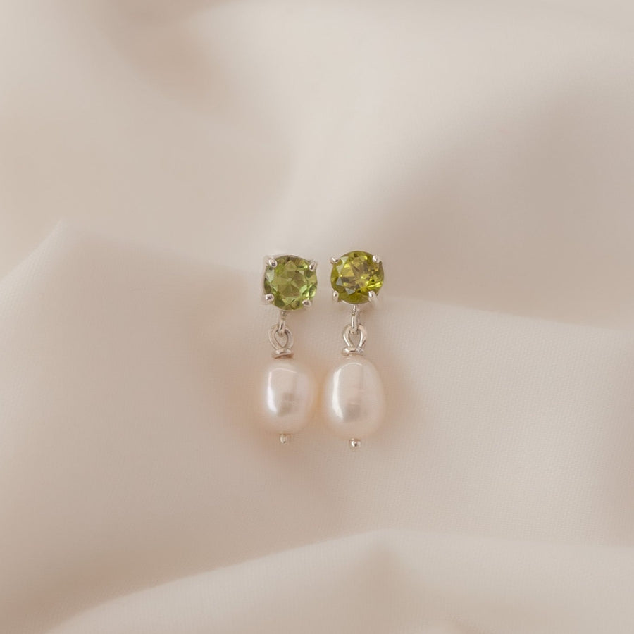 Aretes Giordana Peridoto y Perla silver