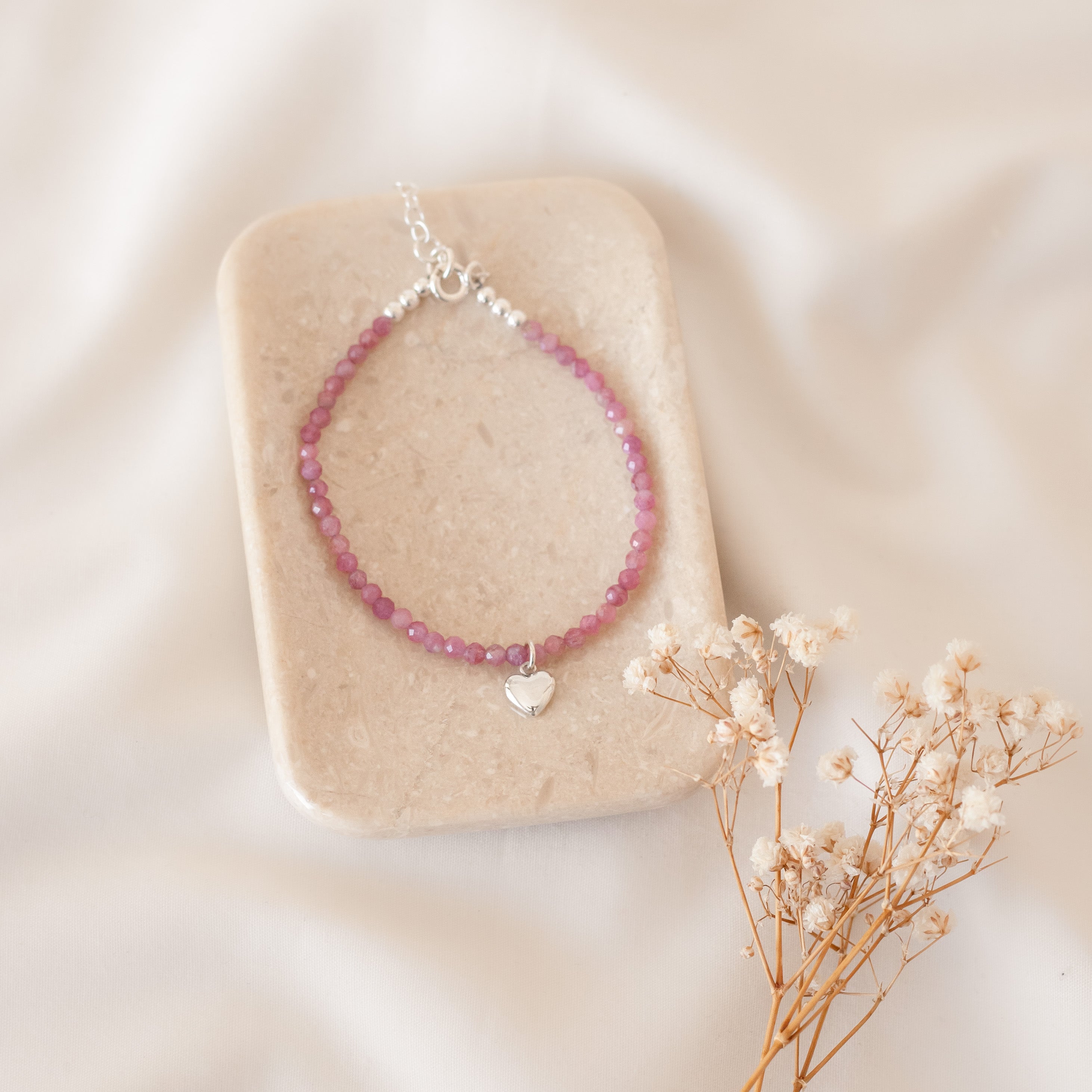 Pulsera Charlotte Turmalina rosa silver