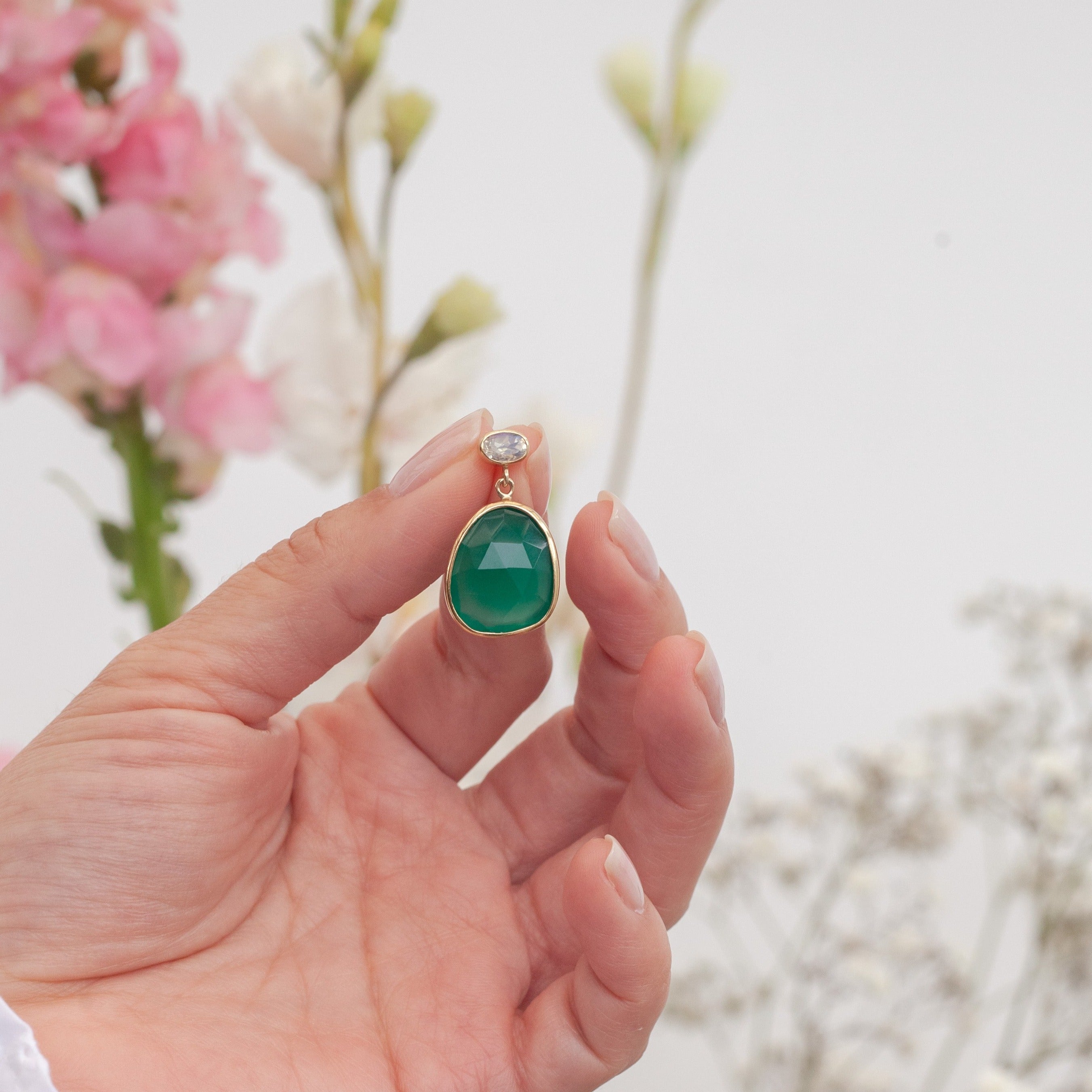 Aretes Ornella Ónix verde gold