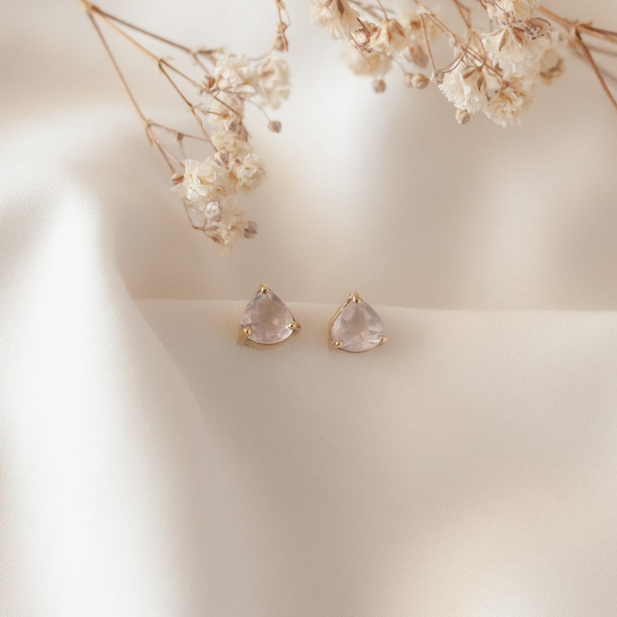 Aretes Letizia Cuarzo rosa gold