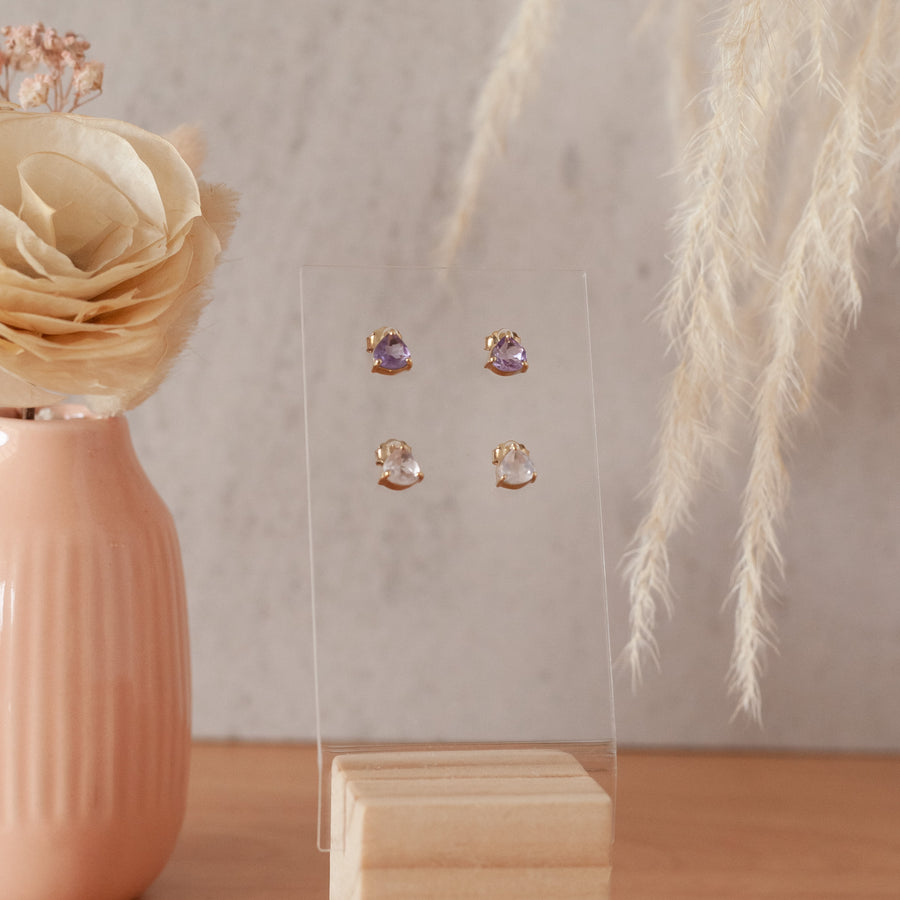 Aretes Letizia Cuarzo rosa gold