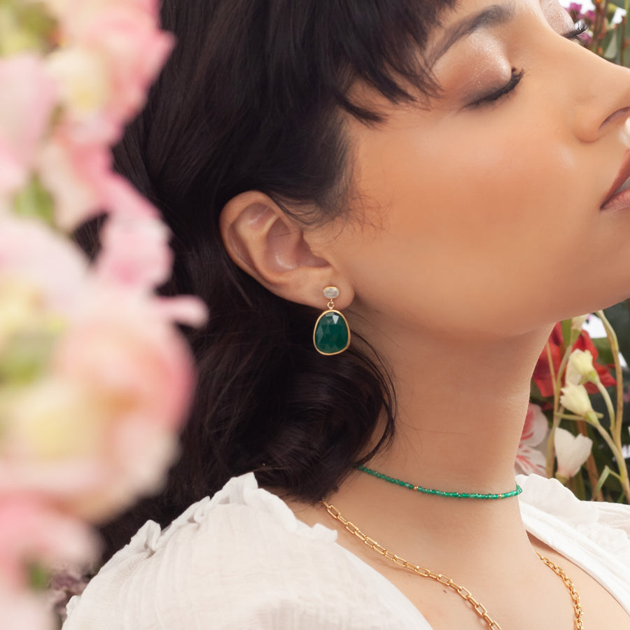 Aretes Ornella Ónix verde gold