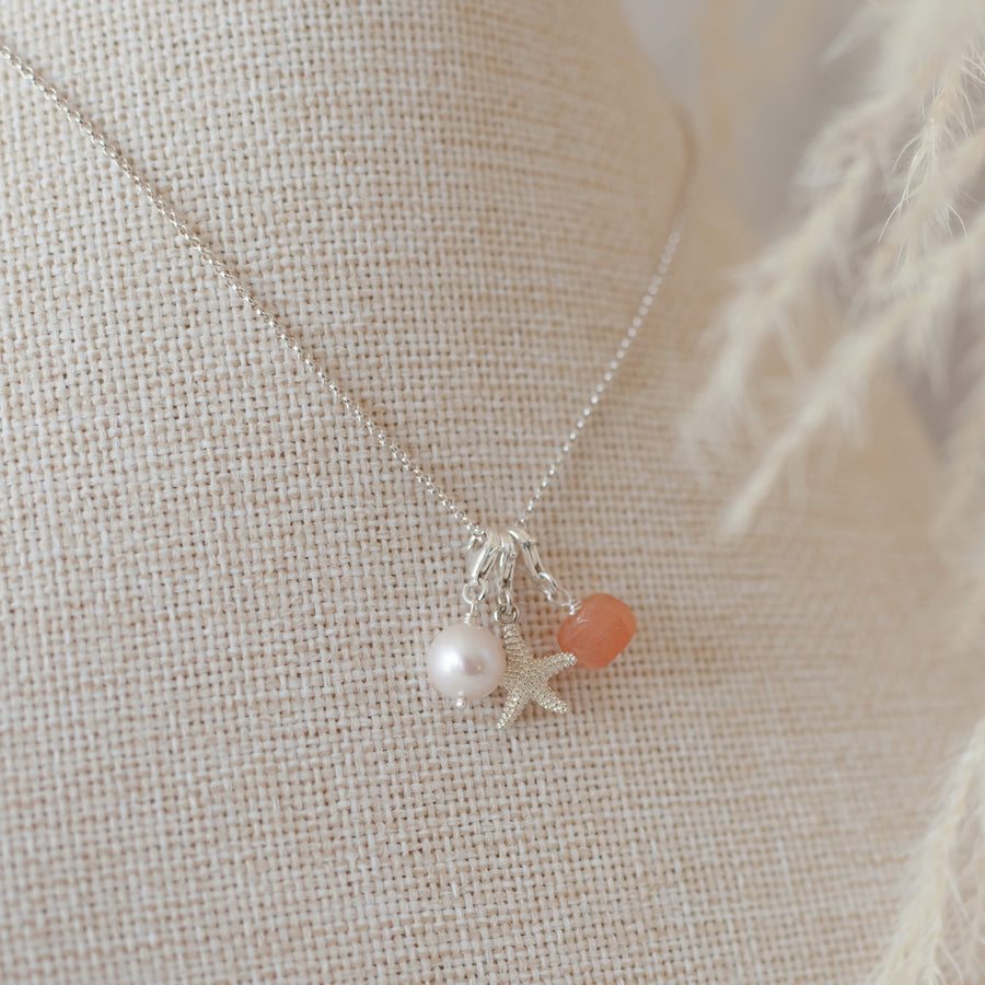 Dije Perla rosa silver