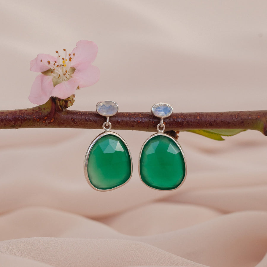 Aretes Ornella Ónix verde silver